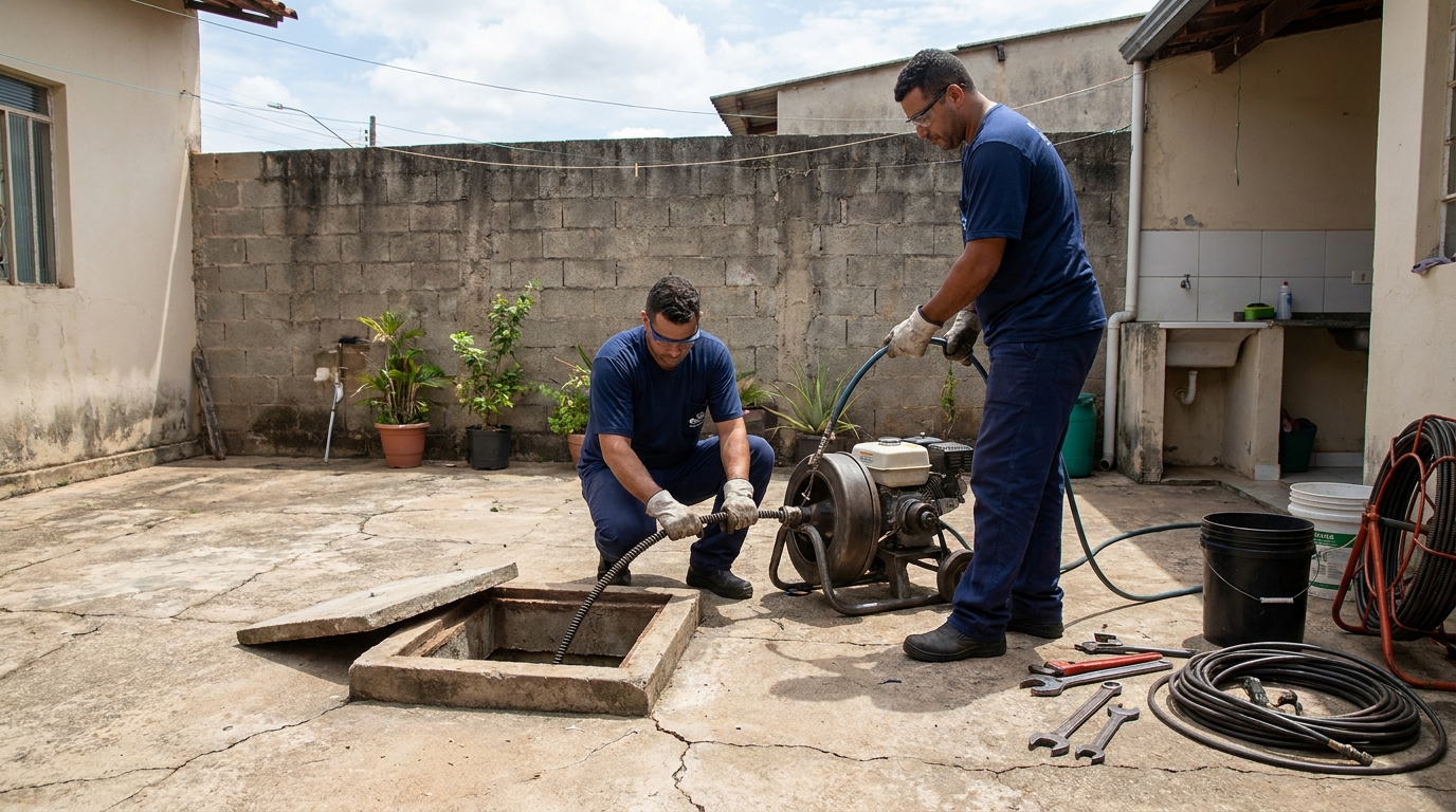 Desentupimento de esgoto residencial em Rio Branco‑AC