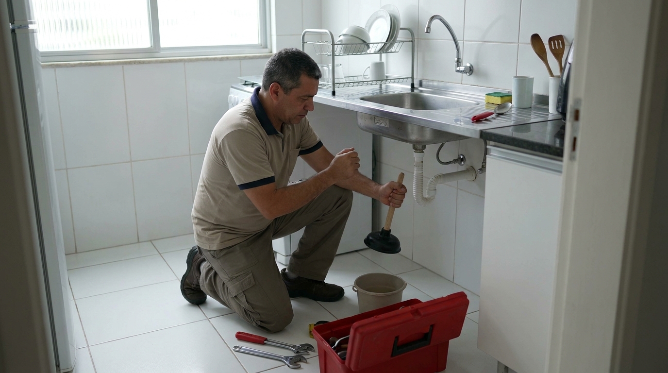 Desentupimento de pia residencial em Rio Branco‑AC