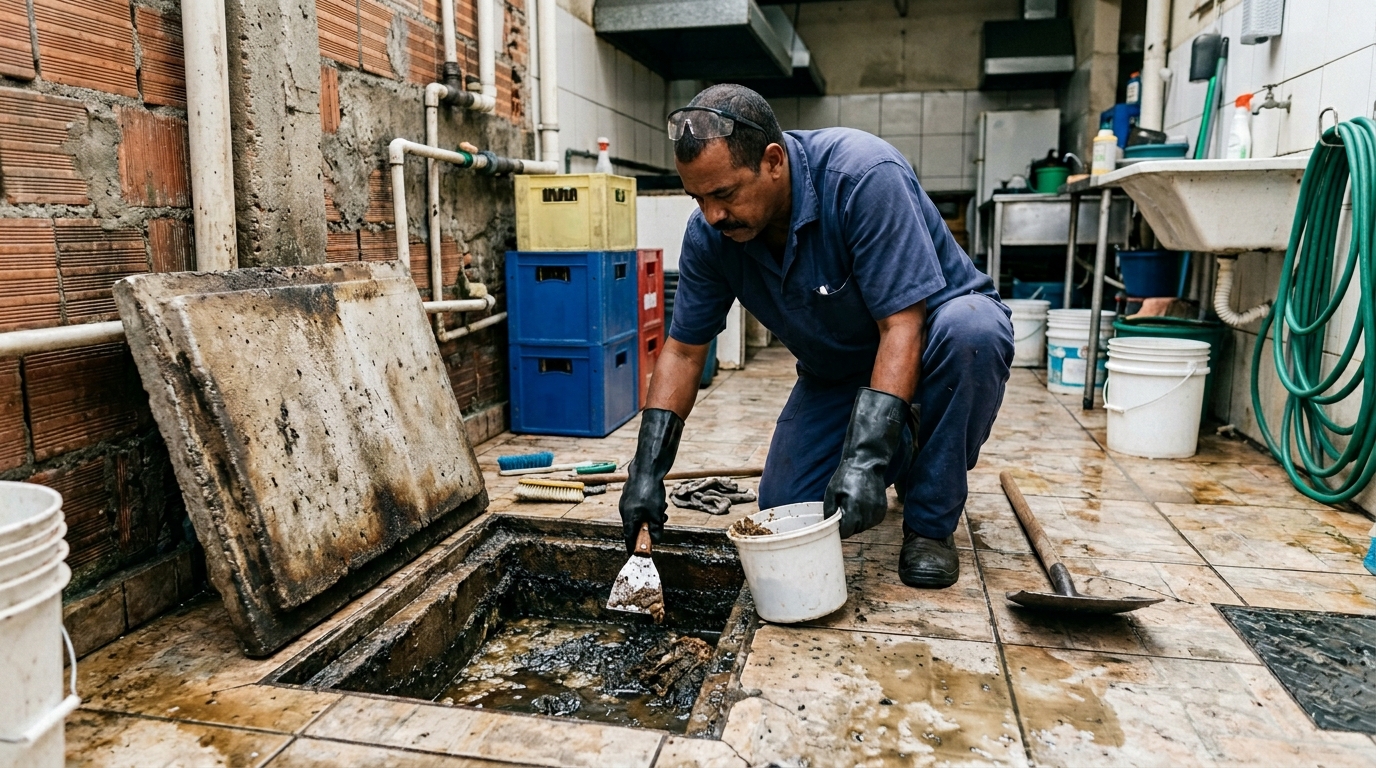 Limpeza de caixa de gordura residencial em Rio Branco‑AC